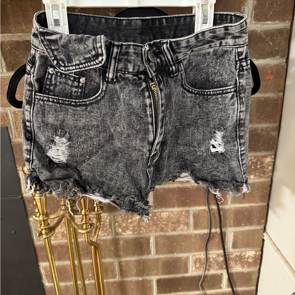 SHEIN Washed Black Denim Shorts